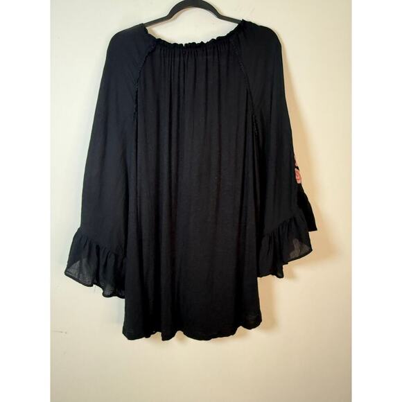 Vintage America Blues Black Boho Embroidered Top Size XXL - Picture 2 of 9